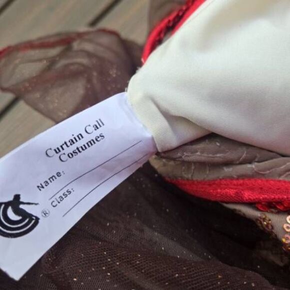 Curtain Call dance tutu dress leotard costume brown red w/ monkey tail kid sma - Picture 7 of 13